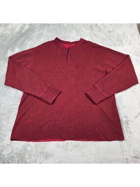 LL Bean Shirt Mens XL Red Two Layer River Drivers Henley Wool Blend Hiking Base